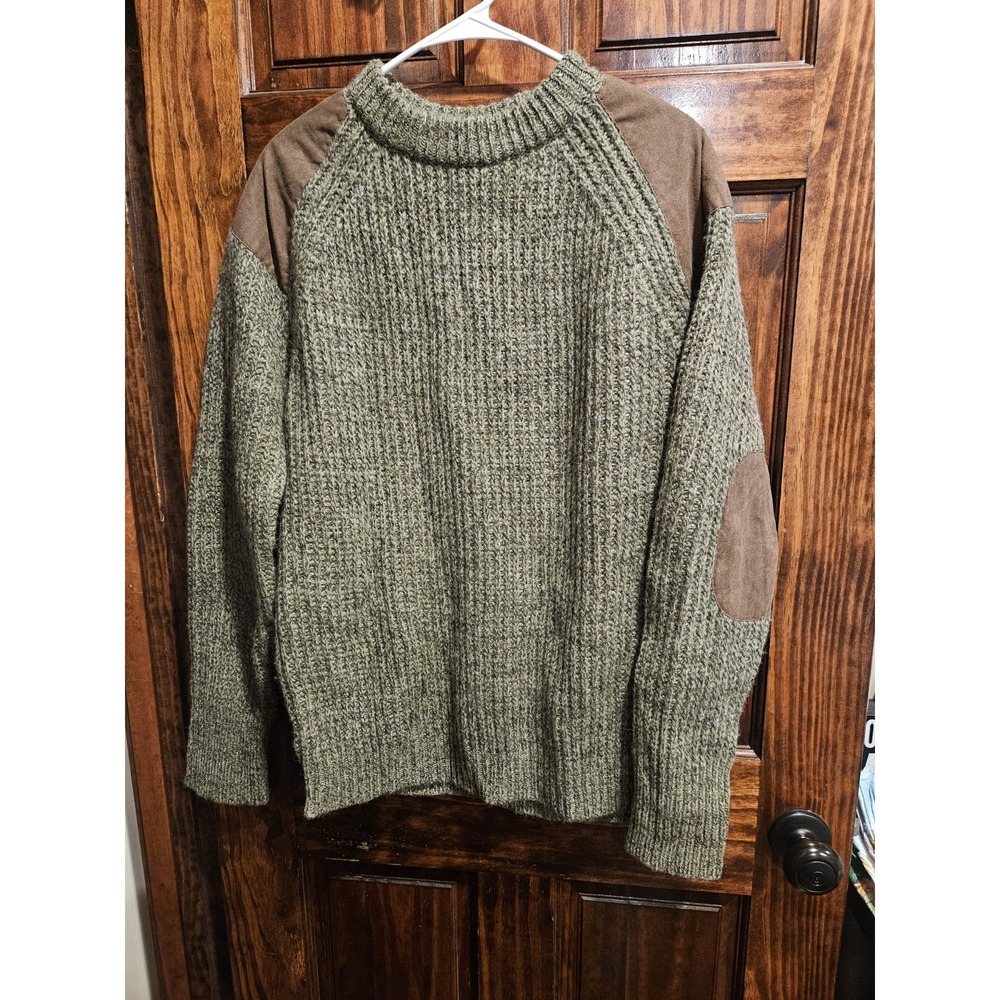 John Partridge Shooting Range Hunting Heavy Thick Sweater Large Green Knit Wool